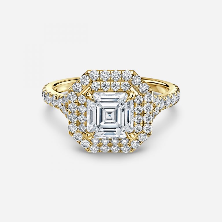 Asscher Double Halo Engagement Ring