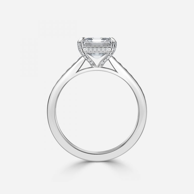 Asscher Hidden Halo Engagement Ring