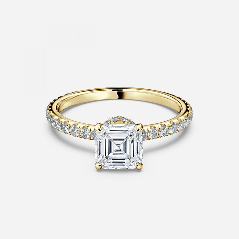 Asscher Hidden Halo Engagement Ring