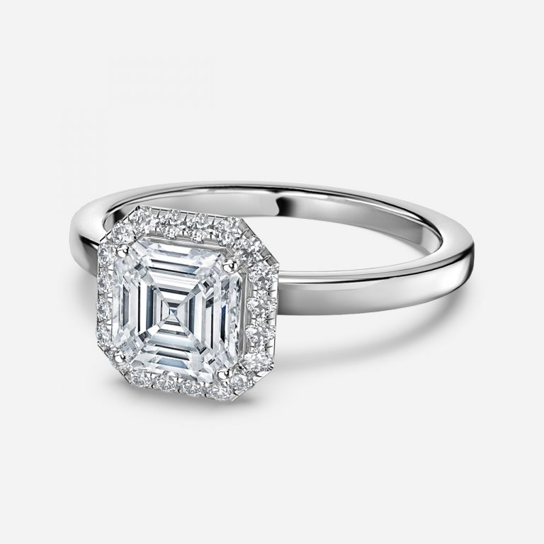 Asscher Halo Engagement Ring