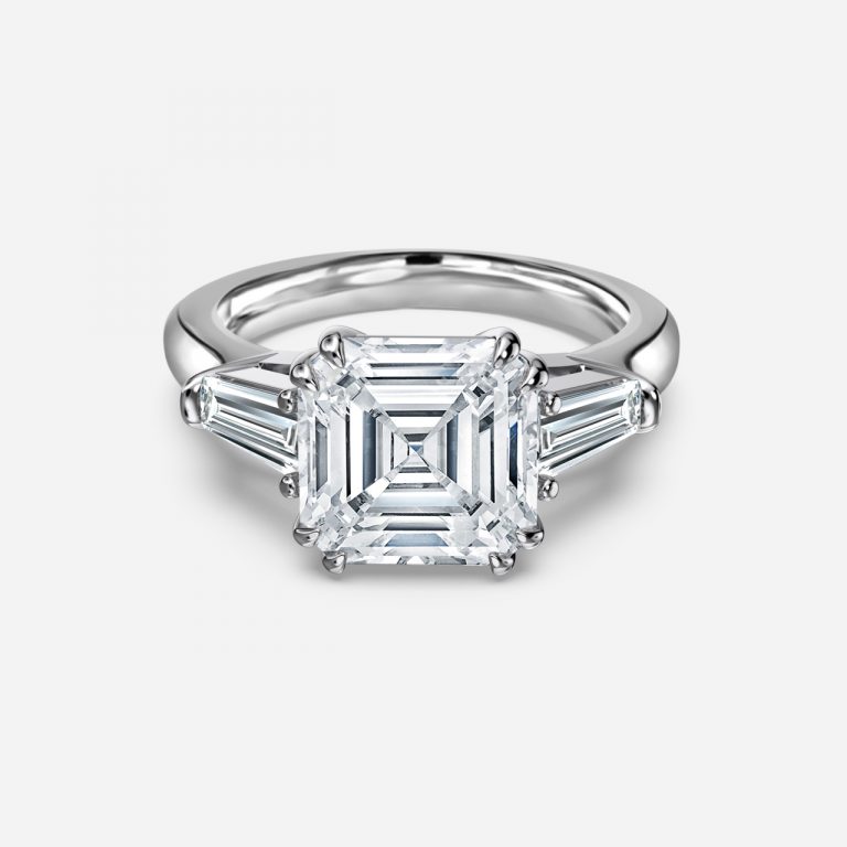 Asscher Three Stone Engagement Ring