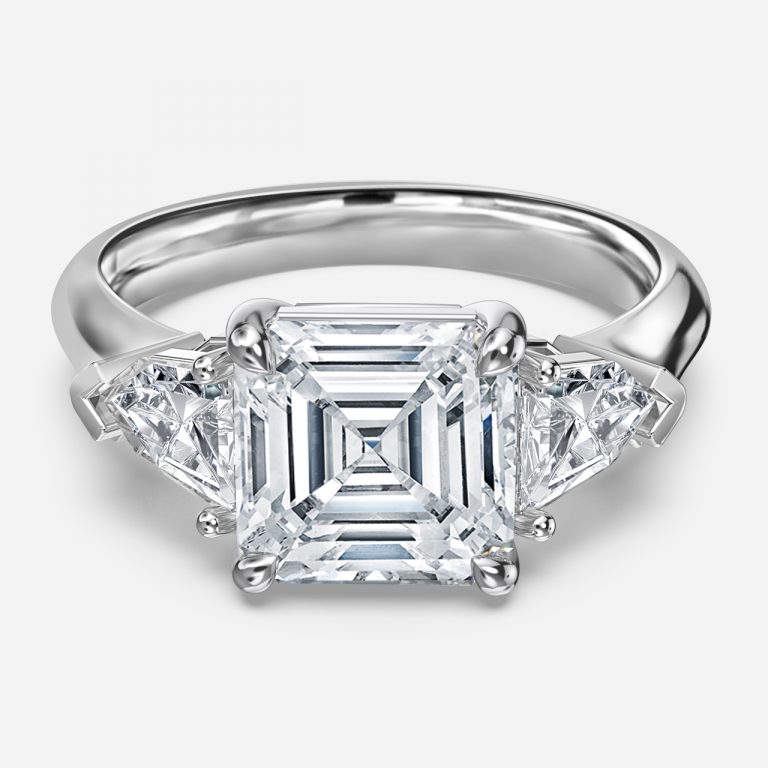 Asscher Three Stone Engagement Ring