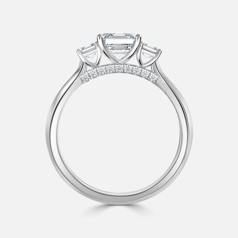 Asscher Three Stone Engagement Ring