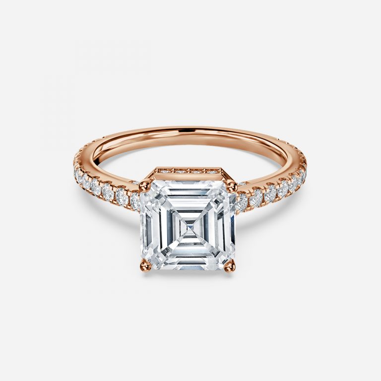 Asscher Hidden Halo Engagement Ring