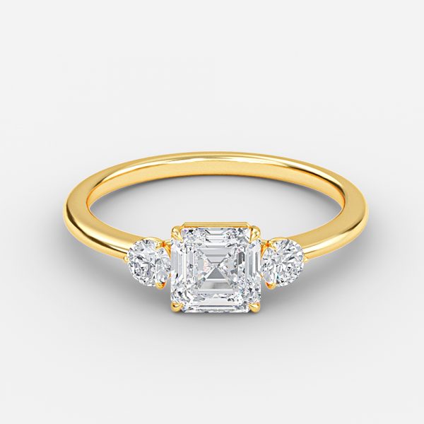 Asscher Three Stone Engagement Ring