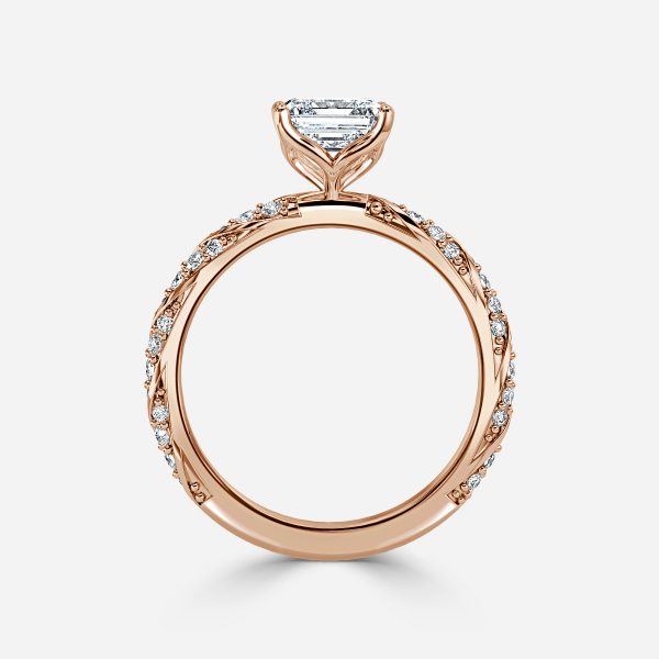 Asscher Diamond Band Engagement Ring