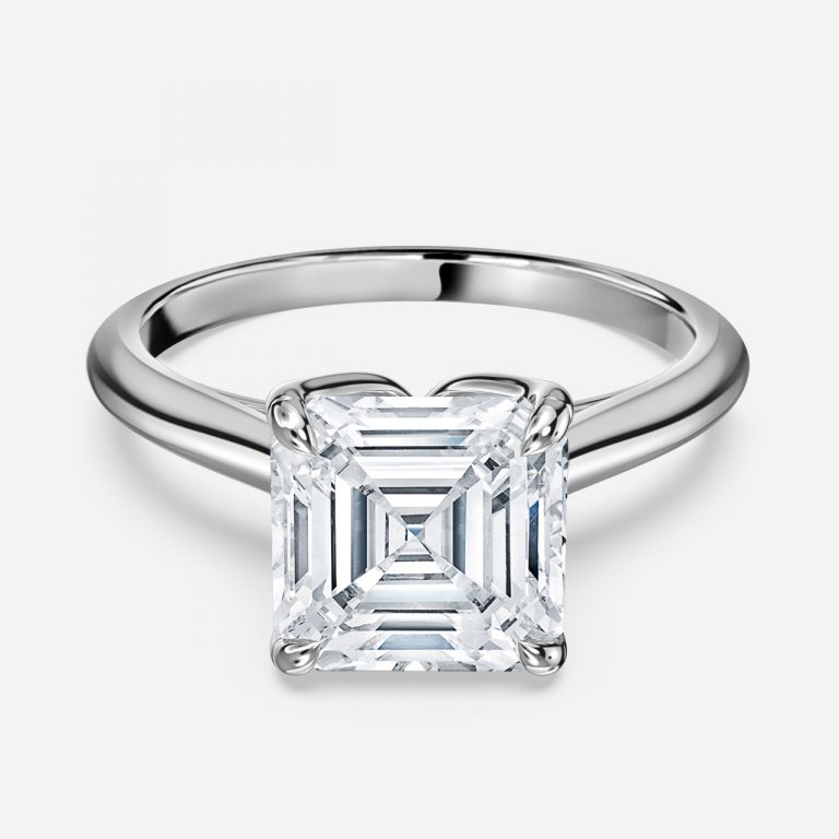Asscher Hidden Halo Engagement Ring