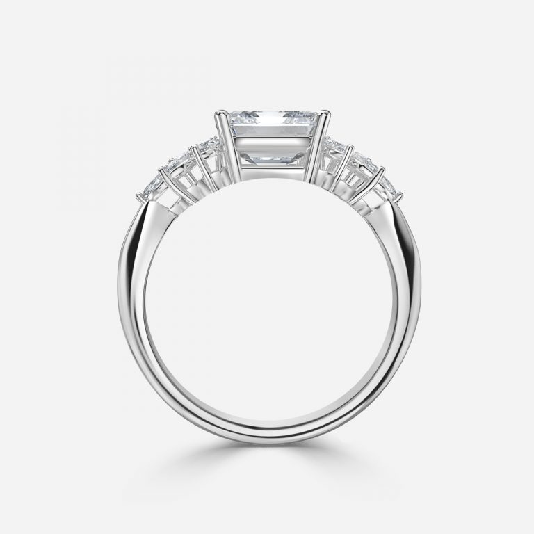 Asscher Cluster Engagement Ring