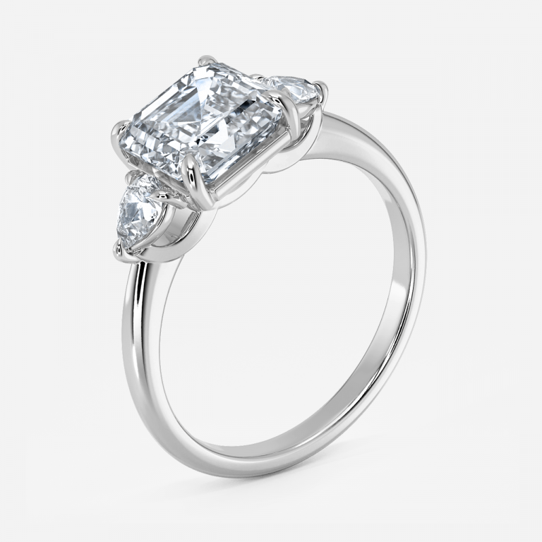 Asscher Three Stone Engagement Ring