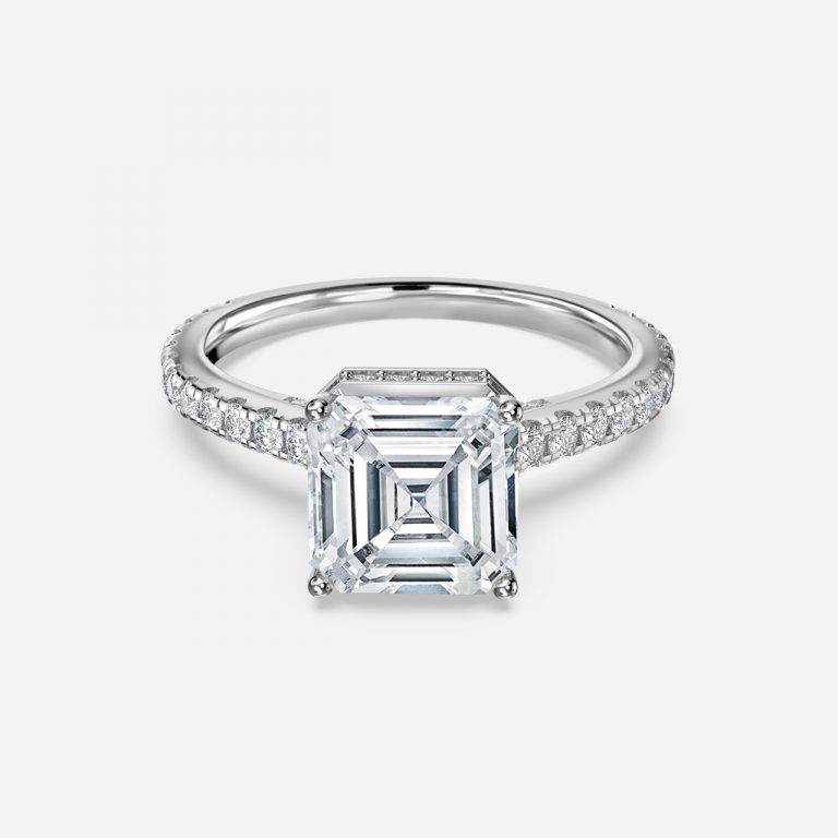 Asscher Hidden Halo Engagement Ring