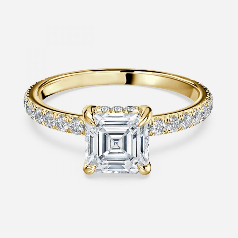 Asscher Hidden Halo Engagement Ring