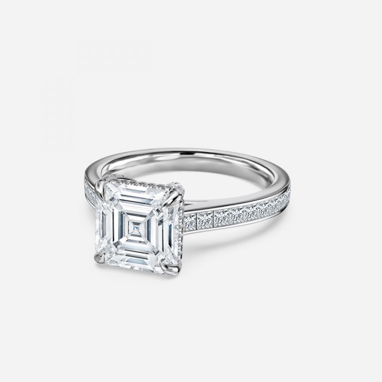 Asscher Hidden Halo Engagement Ring