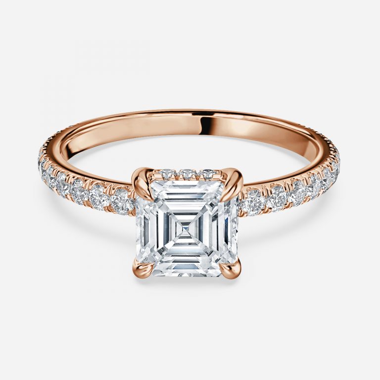 Asscher Hidden Halo Engagement Ring