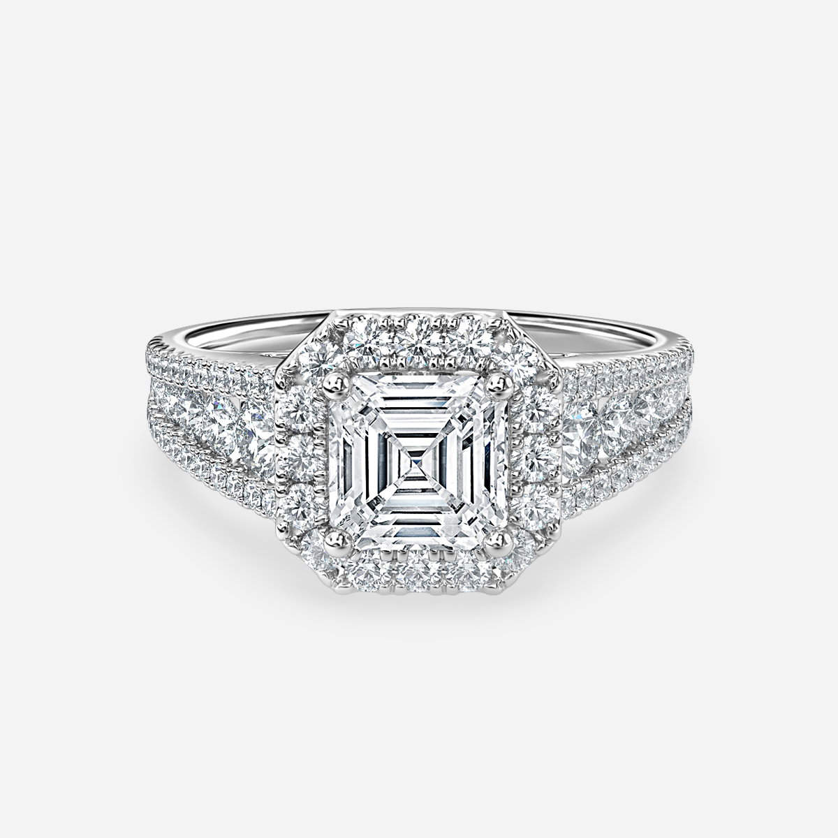Asscher Halo Engagement Ring