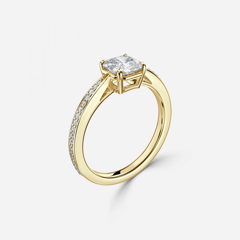Asscher Diamond Band Engagement Ring