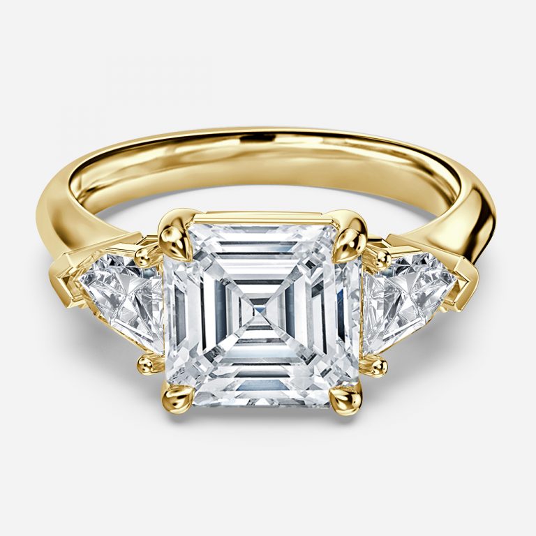 Asscher Three Stone Engagement Ring