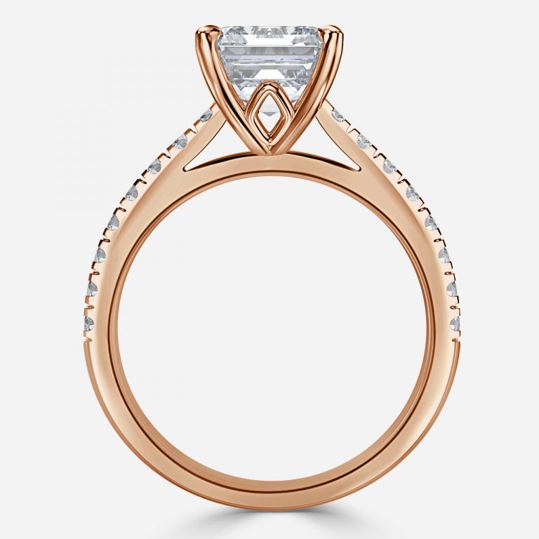 Asscher Diamond Band Engagement Ring