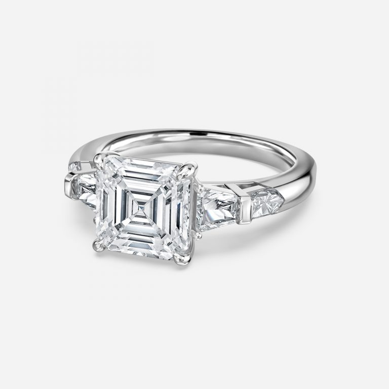 Asscher Three Stone Engagement Ring