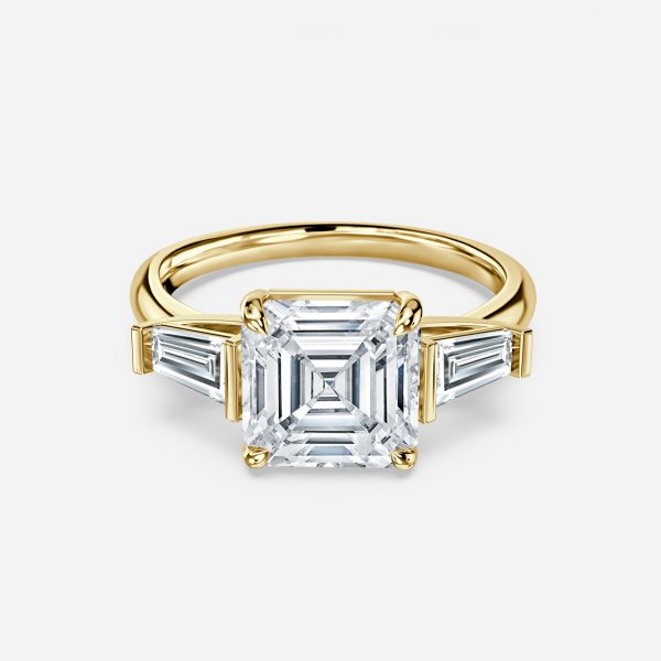 Asscher Three Stone Engagement Ring