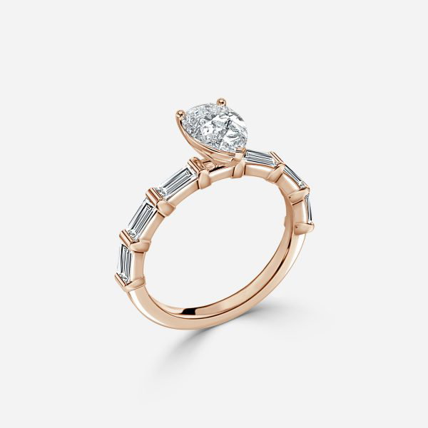 Pear Diamond Band Engagement Ring