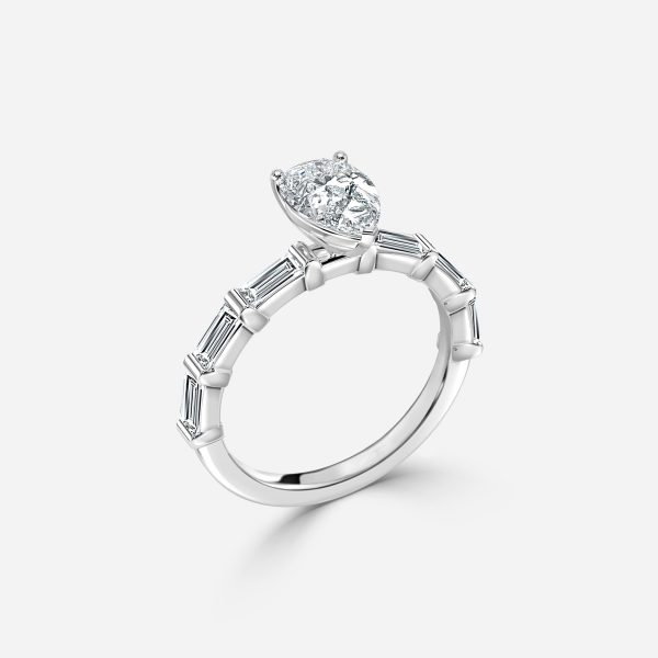 Pear Diamond Band Engagement Ring