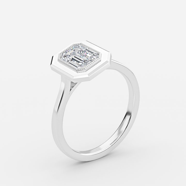 Emerald Bezel Engagement Ring
