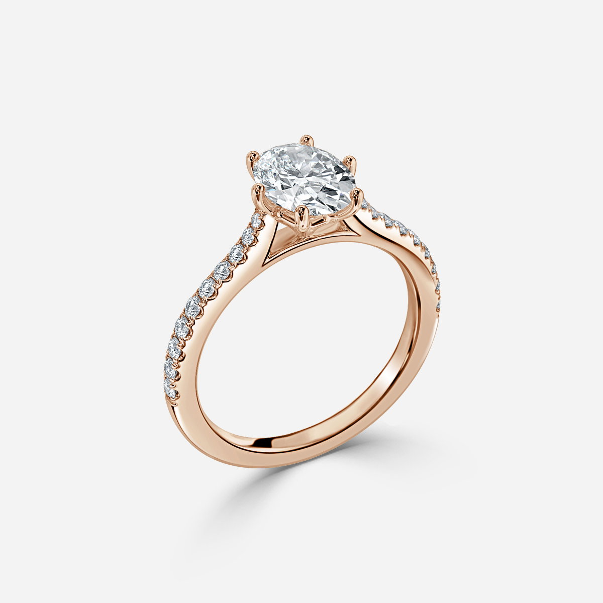 Oval Diamond Band Engagement Ring