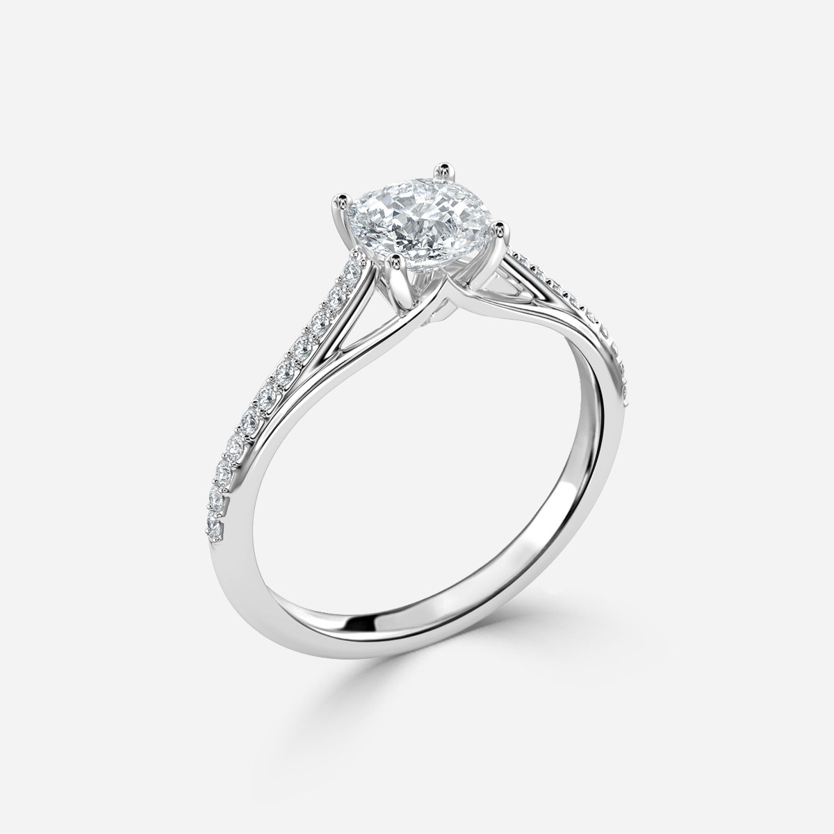 Cushion Diamond Band Engagement Ring