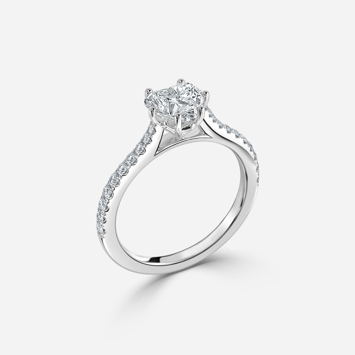 Heart Diamond Band Engagement Ring