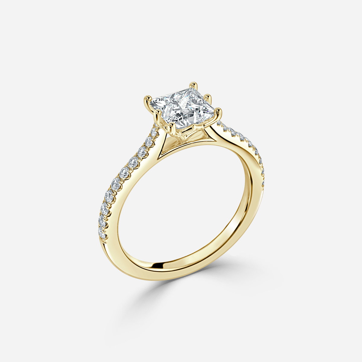 Princess Diamond Band Engagement Ring