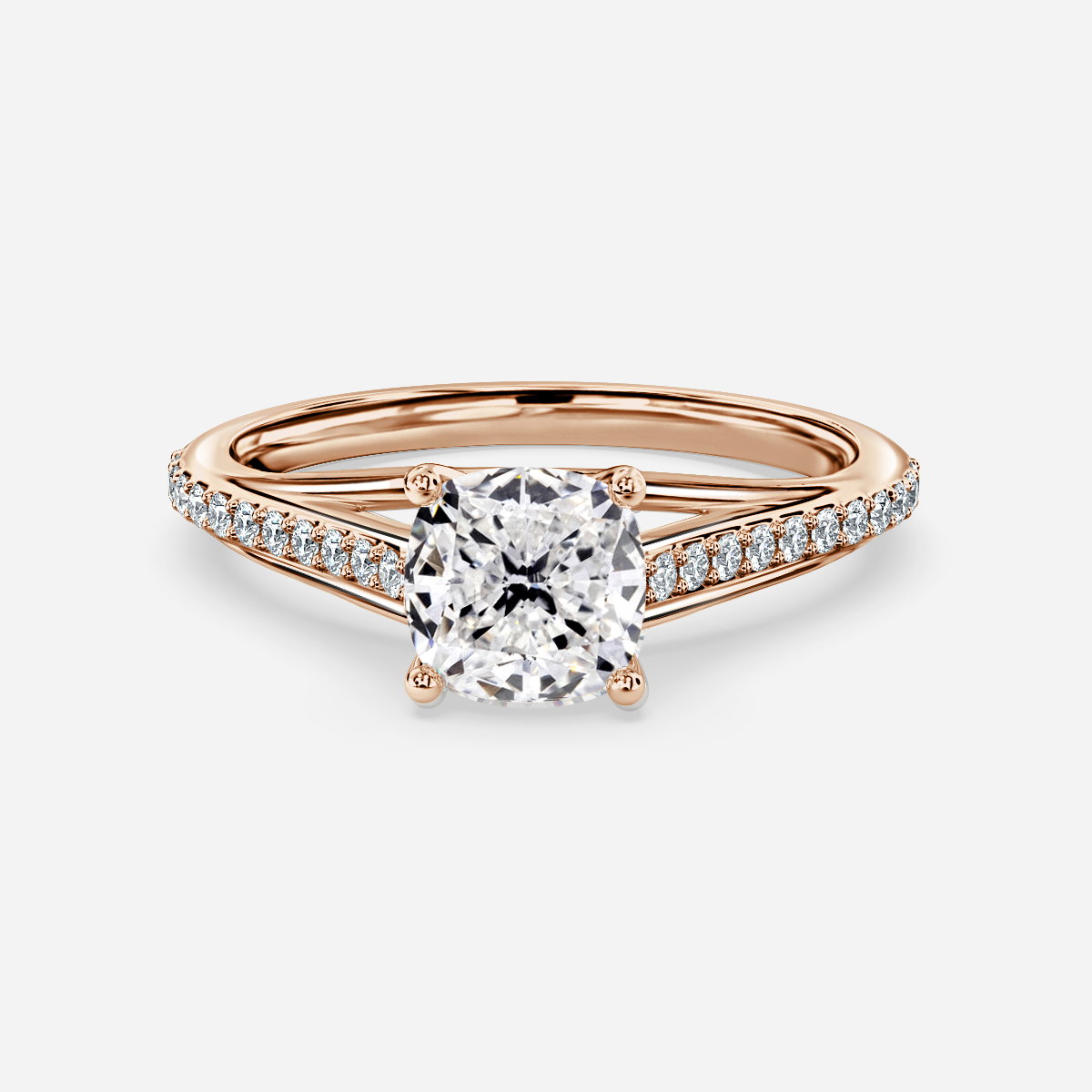 Cushion Diamond Band Engagement Ring