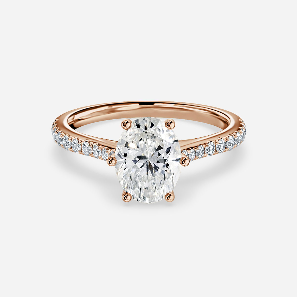 Oval Diamond Band Engagement Ring