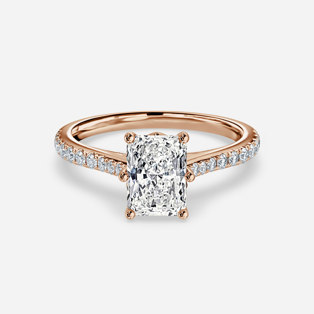 Radiant Diamond Band Engagement Ring