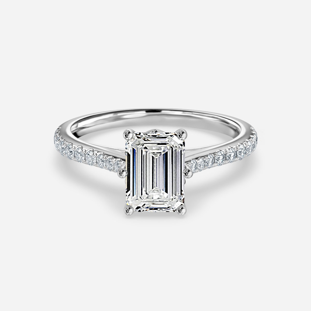 Emerald Diamond Band Engagement Ring