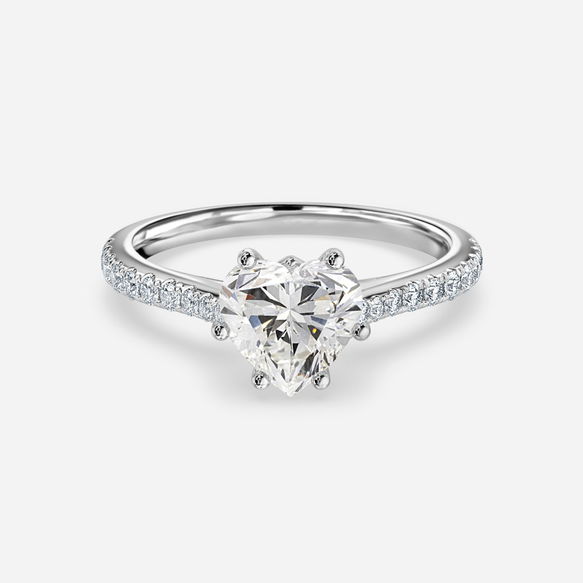 Heart Diamond Band Engagement Ring
