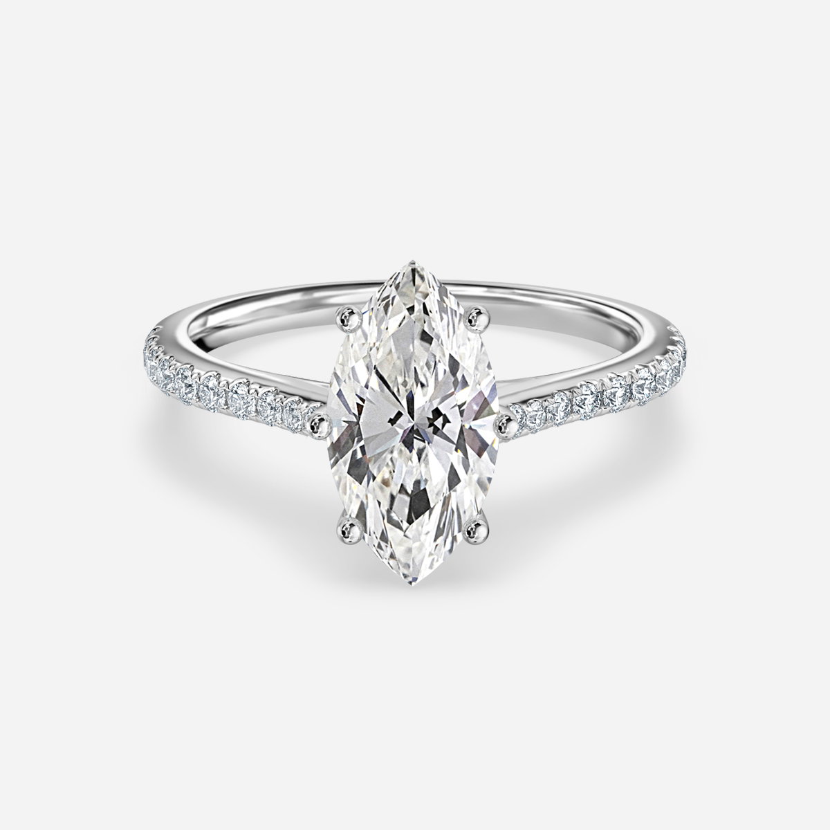 Marquise Diamond Band Engagement Ring