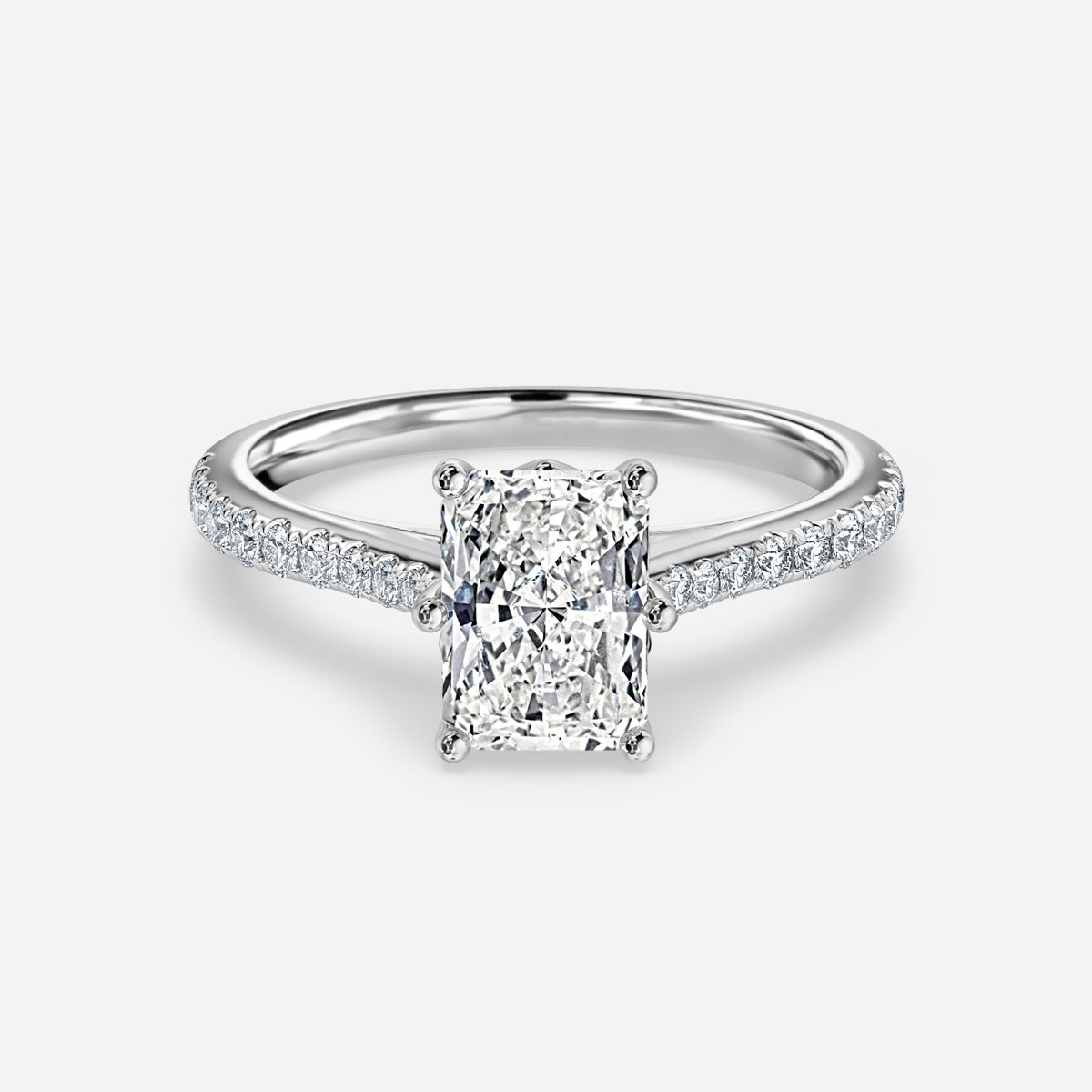 Radiant Diamond Band Engagement Ring