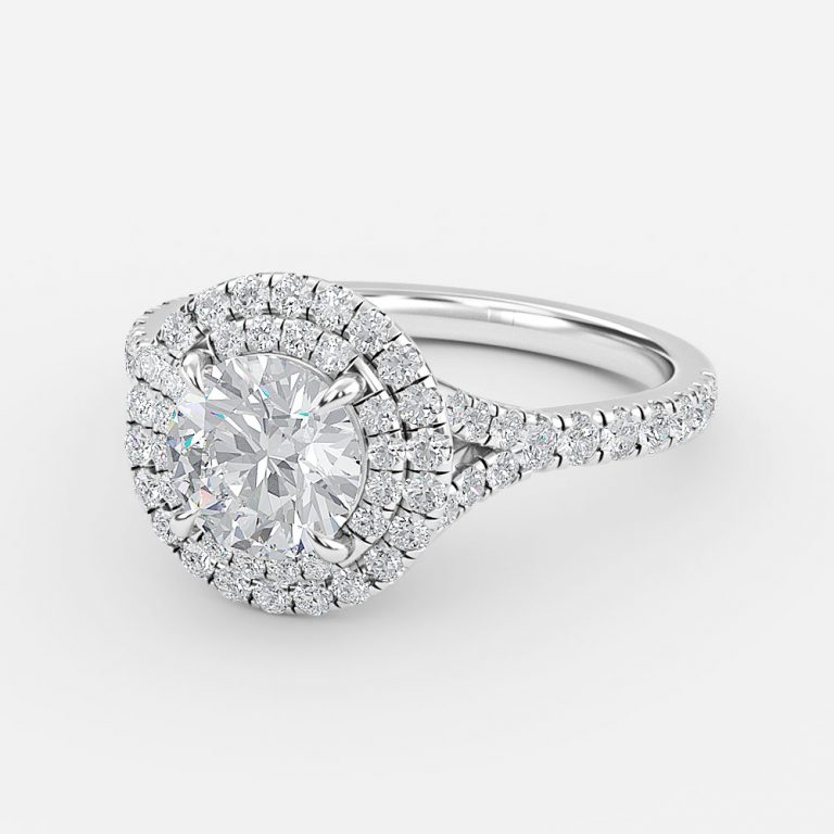Round Double Halo Engagement Ring