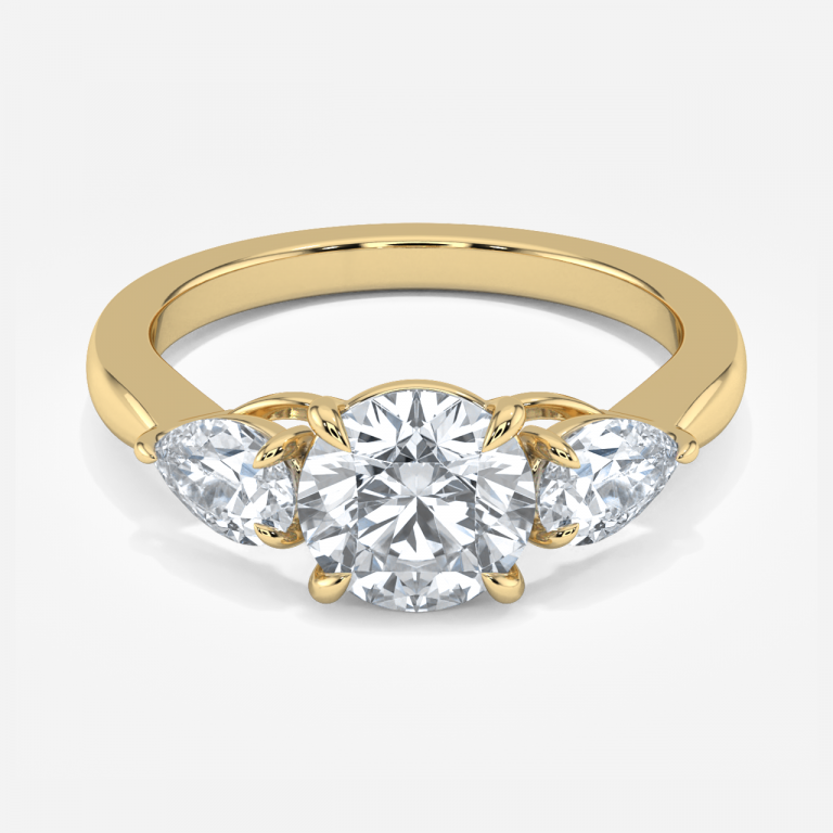 Round Three Stone Engagement Ring
