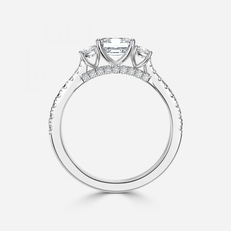 Asscher Three Stone Engagement Ring