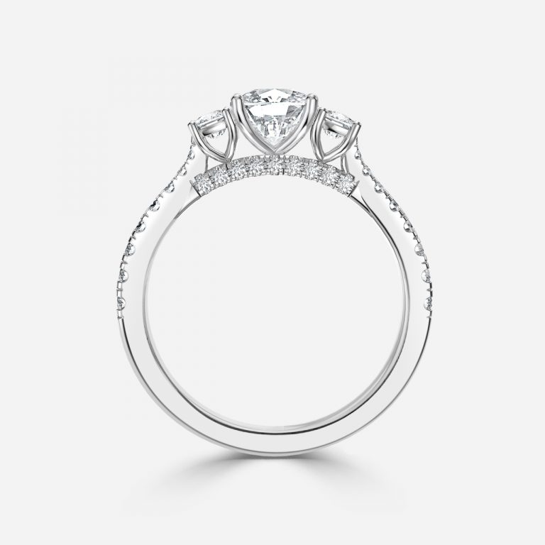 Cushion Three Stone Engagement Ring