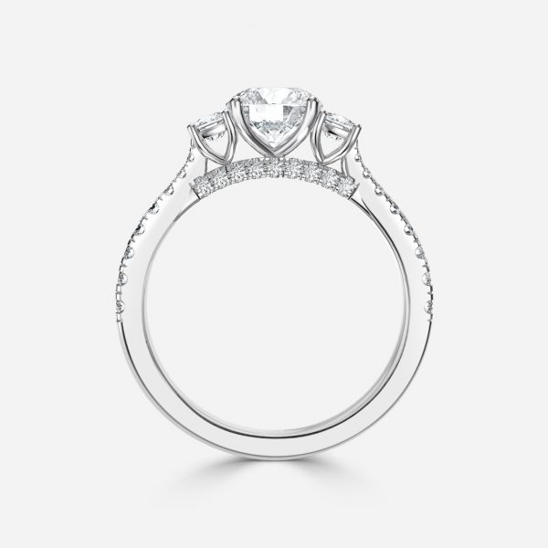 Round Three Stone Engagement Ring