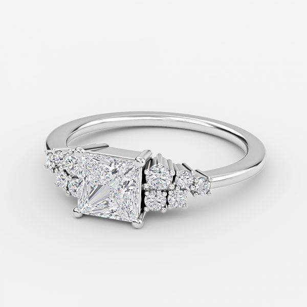 Princess Cluster Engagement Ring