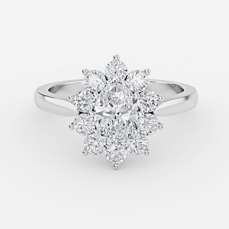 Oval Cluster Engagement Ring