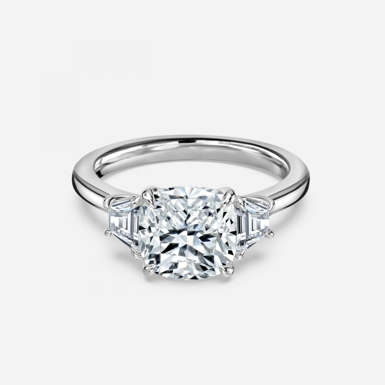 Cushion Three Stone Engagement Ring