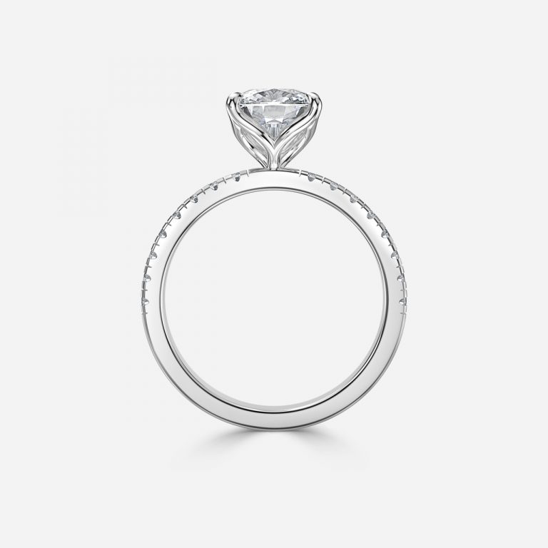 Cushion Diamond Band Engagement Ring