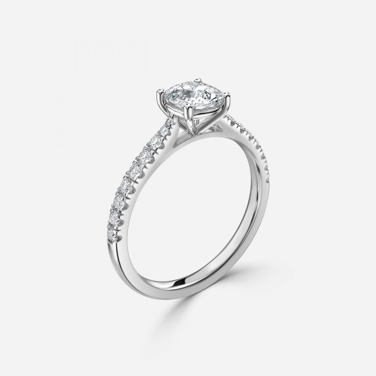 Cushion Diamond Band Engagement Ring