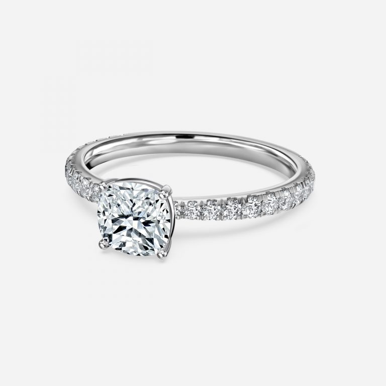 Cushion Diamond Band Engagement Ring