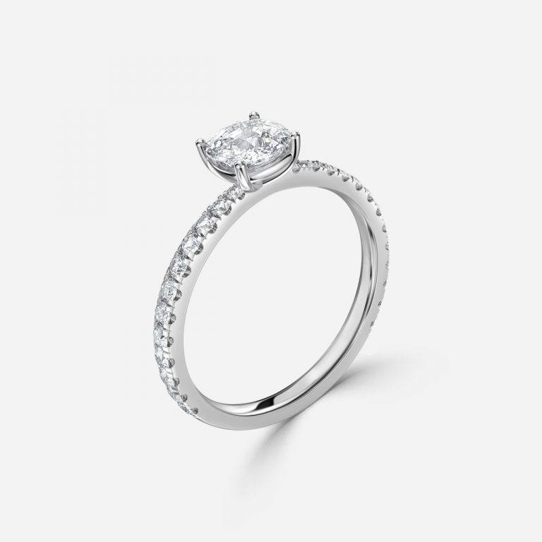 Cushion Diamond Band Engagement Ring
