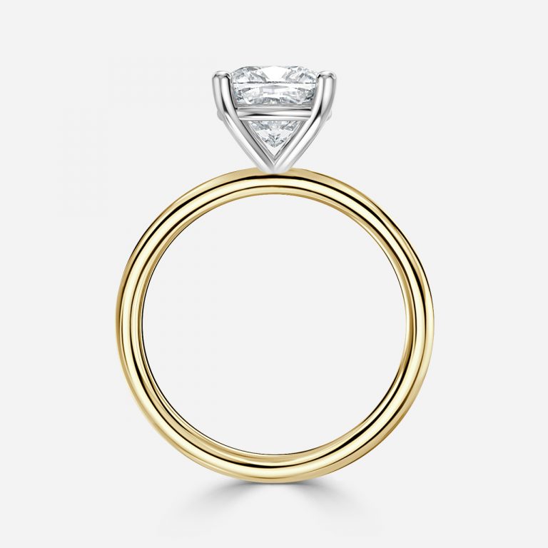 Cushion Two Tone Solitaire Engagement Ring